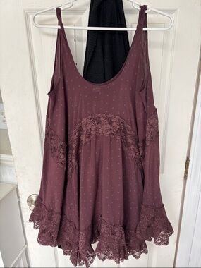 Free People Mauve Lace-Trim Tank Top